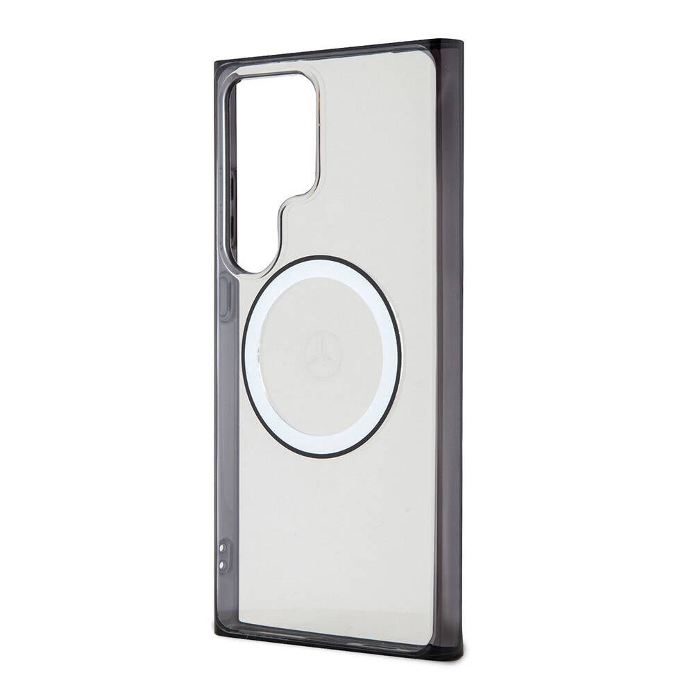 Galaxy S24 Ultra Kılıf Mercedes Benz Orjinal Lisanslı M-safe Şarj Özellikli PC TPU Transparan Black Ring Kapak Renksiz