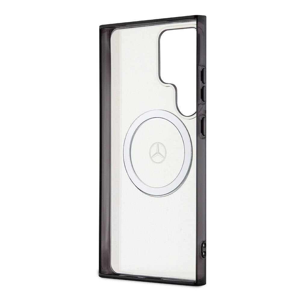 Galaxy S24 Ultra Kılıf Mercedes Benz Orjinal Lisanslı M-safe Şarj Özellikli PC TPU Transparan Black Ring Kapak Renksiz