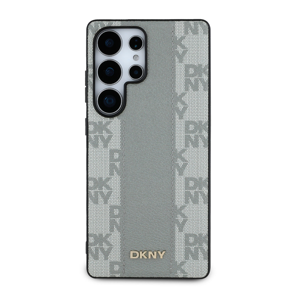 Galaxy S25 Ultra Kılıf DKNY Orjinal Lisanslı M-safe Şarj Özellikli 3D Yazılı Checkered Pattern Kapak Siyah