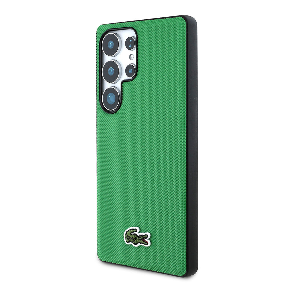 Galaxy S25 Ultra Kılıf Lacoste Orjinal Lisanslı PU Pike Desenli Arka Yüzey İkonik Timsah Dokuma Logolu Kapak Kırmızı