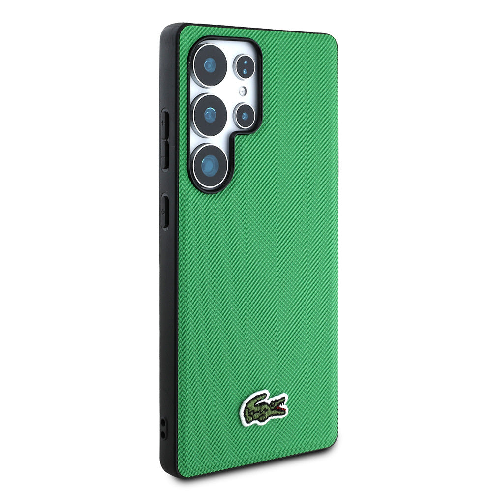 Galaxy S25 Ultra Kılıf Lacoste Orjinal Lisanslı PU Pike Desenli Arka Yüzey İkonik Timsah Dokuma Logolu Kapak Lacivert