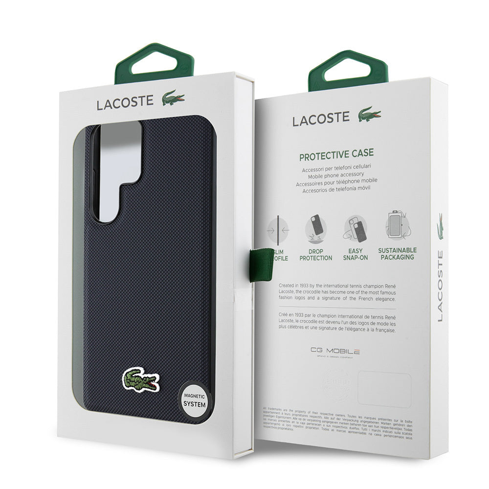 Galaxy S25 Ultra Kılıf Lacoste Orjinal Lisanslı PU Pike Desenli Arka Yüzey İkonik Timsah Dokuma Logolu Kapak Yeşil