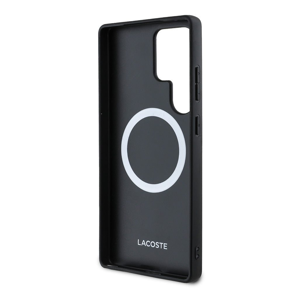 Galaxy S25 Ultra Kılıf Lacoste Orjinal Lisanslı PU Pike Desenli Arka Yüzey İkonik Timsah Dokuma Logolu Kapak Yeşil