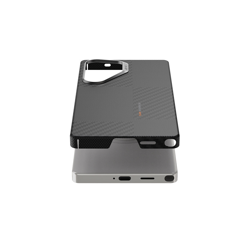 Galaxy S25 Ultra Kılıf M-safe Şarj Özellikli 600D Metal Kamera Çerçeveli Raptic Aramid Fiber Croxx Mondrian Serisi Kapak Siyah