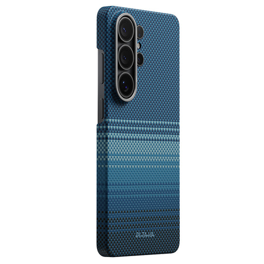 Galaxy S26 Ultra Kılıf M-safe Şarj Özellikli Aramid Fiber Pitaka Tactile Woven Sunset-Moonrise Serisi Kapak