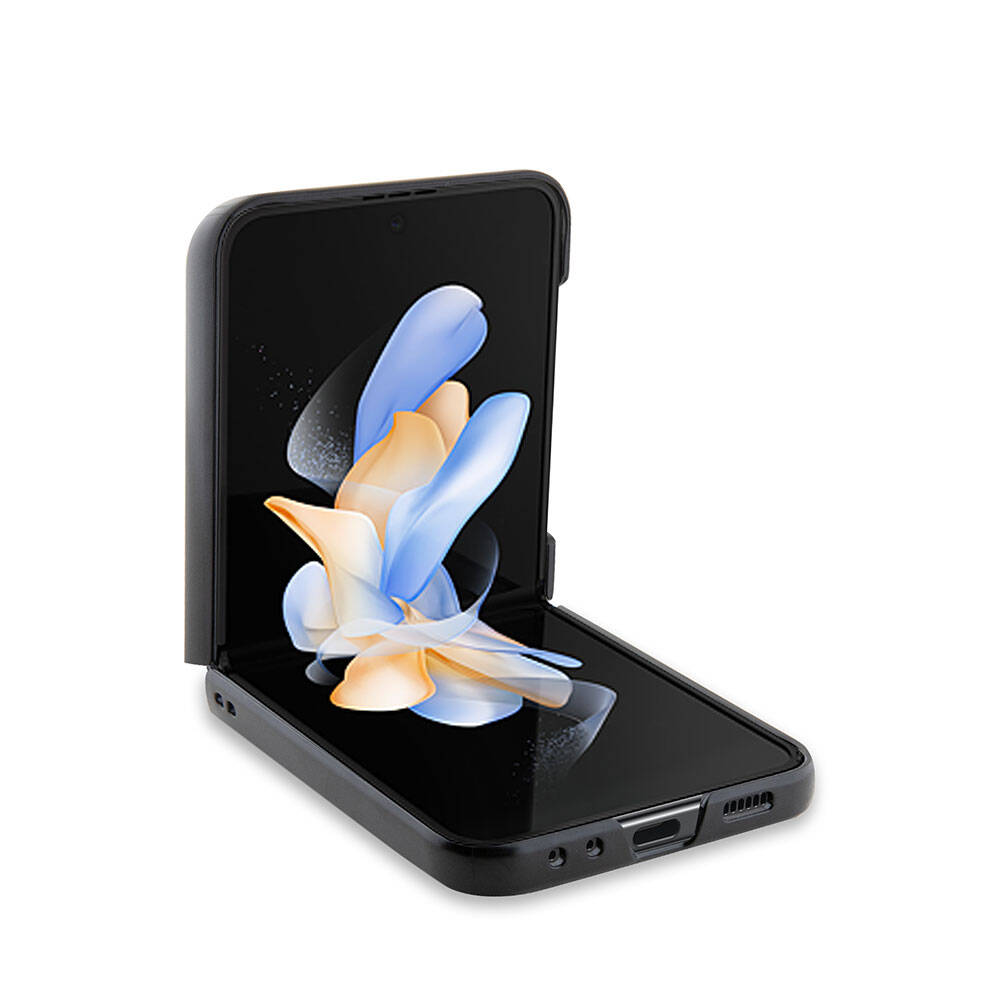 Galaxy Z Flip 5 Kılıf Ferrari Orjinal Lisanslı PU Deri Metal Logolu Multi Çizgili Kapak Kırmızı