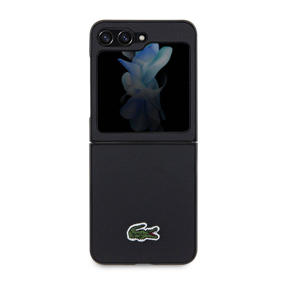 Galaxy Z Flip 5 Kılıf Lacoste Orjinal Lisanslı PU Pike Desenli Arka Yüzey İkonik Timsah Dokuma Logolu Kapak Kırmızı