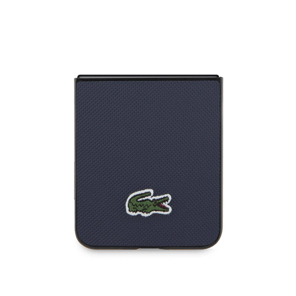 Galaxy Z Flip 5 Kılıf Lacoste Orjinal Lisanslı PU Pike Desenli Arka Yüzey İkonik Timsah Dokuma Logolu Kapak Kırmızı