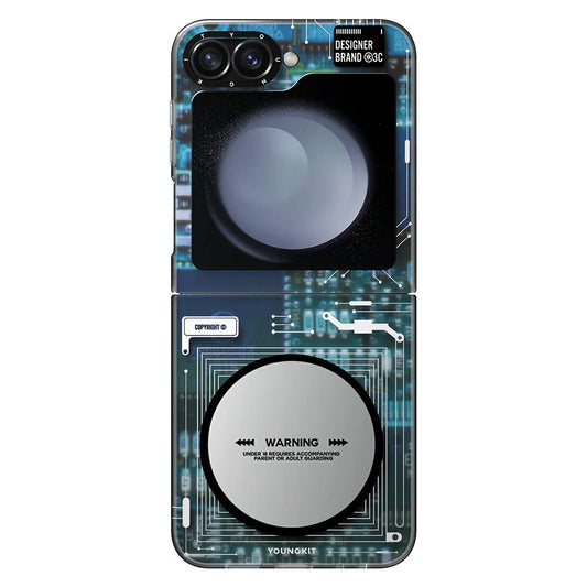 Galaxy Z Flip 6 Kılıf M-safe Şarj Özellikli Youngkit Technology Serisi Kapak Siyah