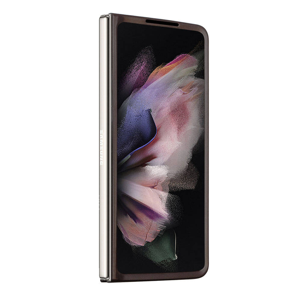 Galaxy Z Fold 5 Kılıf Guess Orjinal Lisanslı PU Deri Taşlı Üçgen Logo 4G Desenli Strass Kapak Pembe