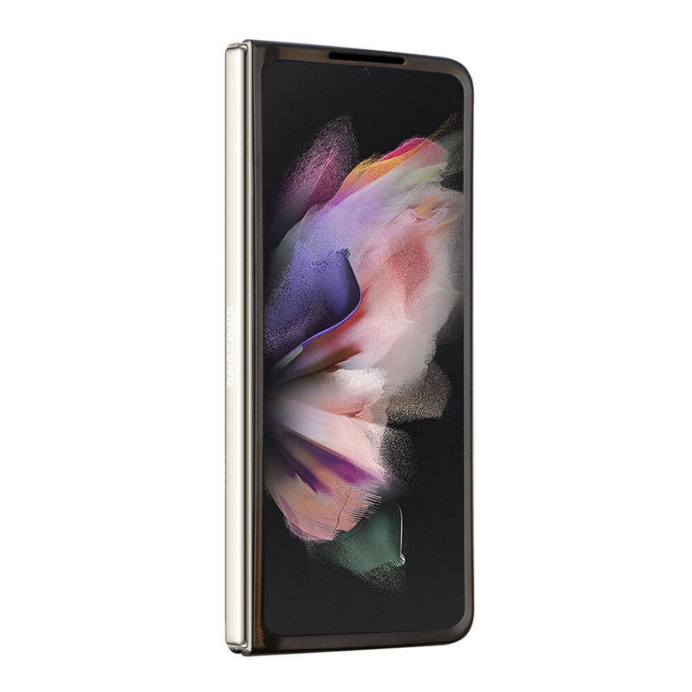 Galaxy Z Fold 5 Kılıf Guess Orjinal Lisanslı PU Deri Taşlı Üçgen Logo 4G Desenli Strass Kapak Pembe