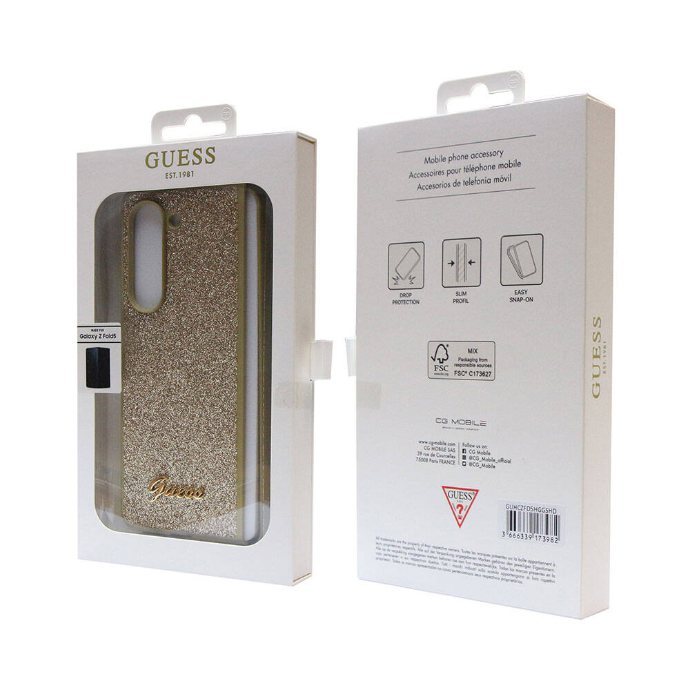 Galaxy Z Fold 5 Kılıf Guess Orjinal Lisanslı Yazı Logolu Glitter Script Kapak Siyah