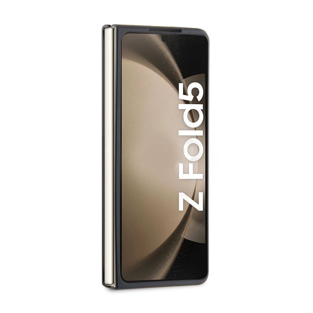 Galaxy Z Fold 5 Kılıf Lacoste Orjinal Lisanslı PU Pike Desenli Arka Yüzey İkonik Timsah Dokuma Logolu Kapak Lacivert