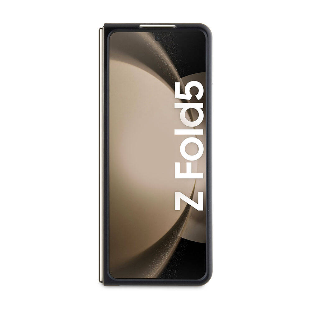 Galaxy Z Fold 5 Kılıf Lacoste Orjinal Lisanslı PU Pike Desenli Arka Yüzey İkonik Timsah Dokuma Logolu Kapak Lacivert