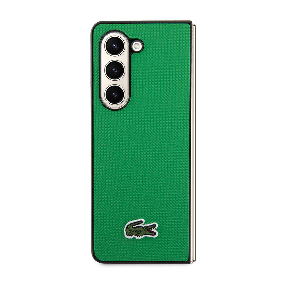 Galaxy Z Fold 5 Kılıf Lacoste Orjinal Lisanslı PU Pike Desenli Arka Yüzey İkonik Timsah Dokuma Logolu Kapak Lacivert