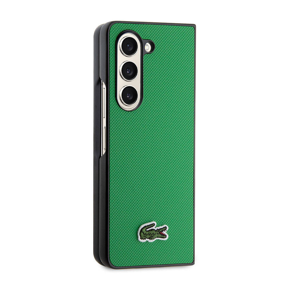 Galaxy Z Fold 5 Kılıf Lacoste Orjinal Lisanslı PU Pike Desenli Arka Yüzey İkonik Timsah Dokuma Logolu Kapak Kırmızı