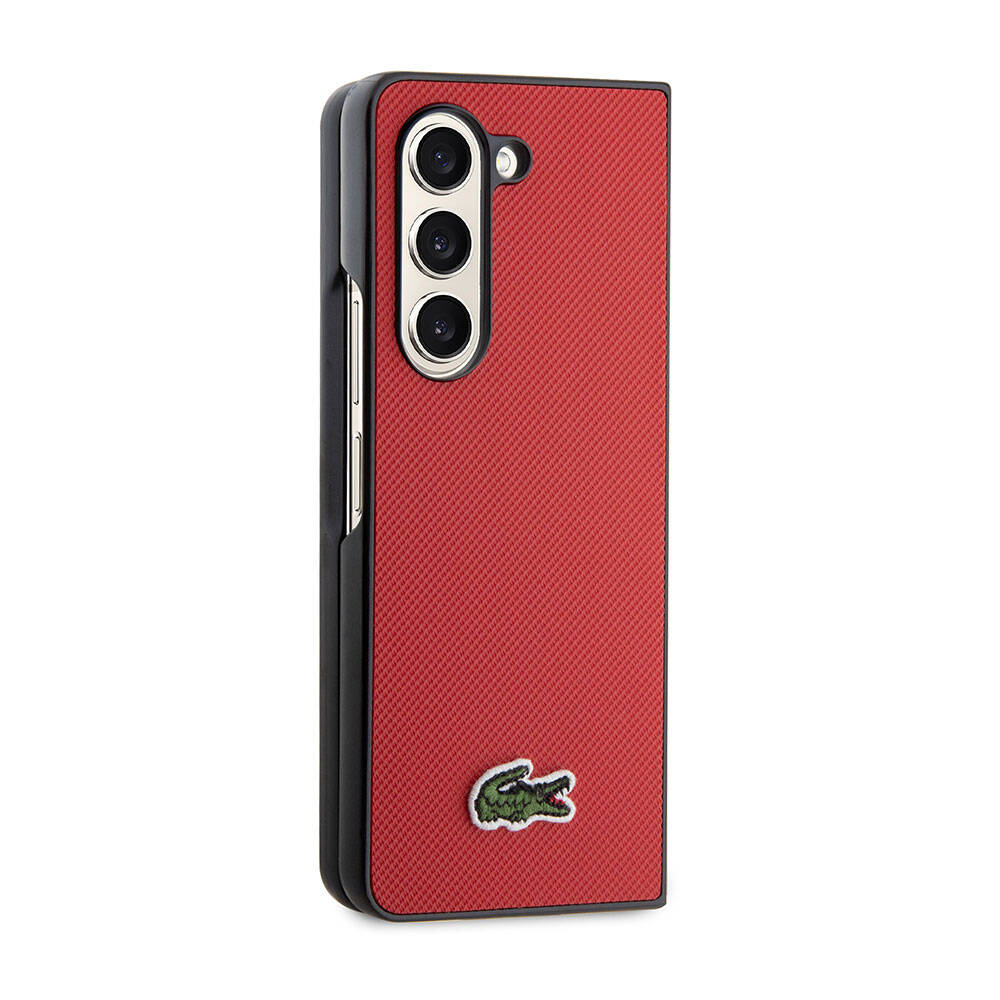 Galaxy Z Fold 5 Kılıf Lacoste Orjinal Lisanslı PU Pike Desenli Arka Yüzey İkonik Timsah Dokuma Logolu Kapak Lacivert