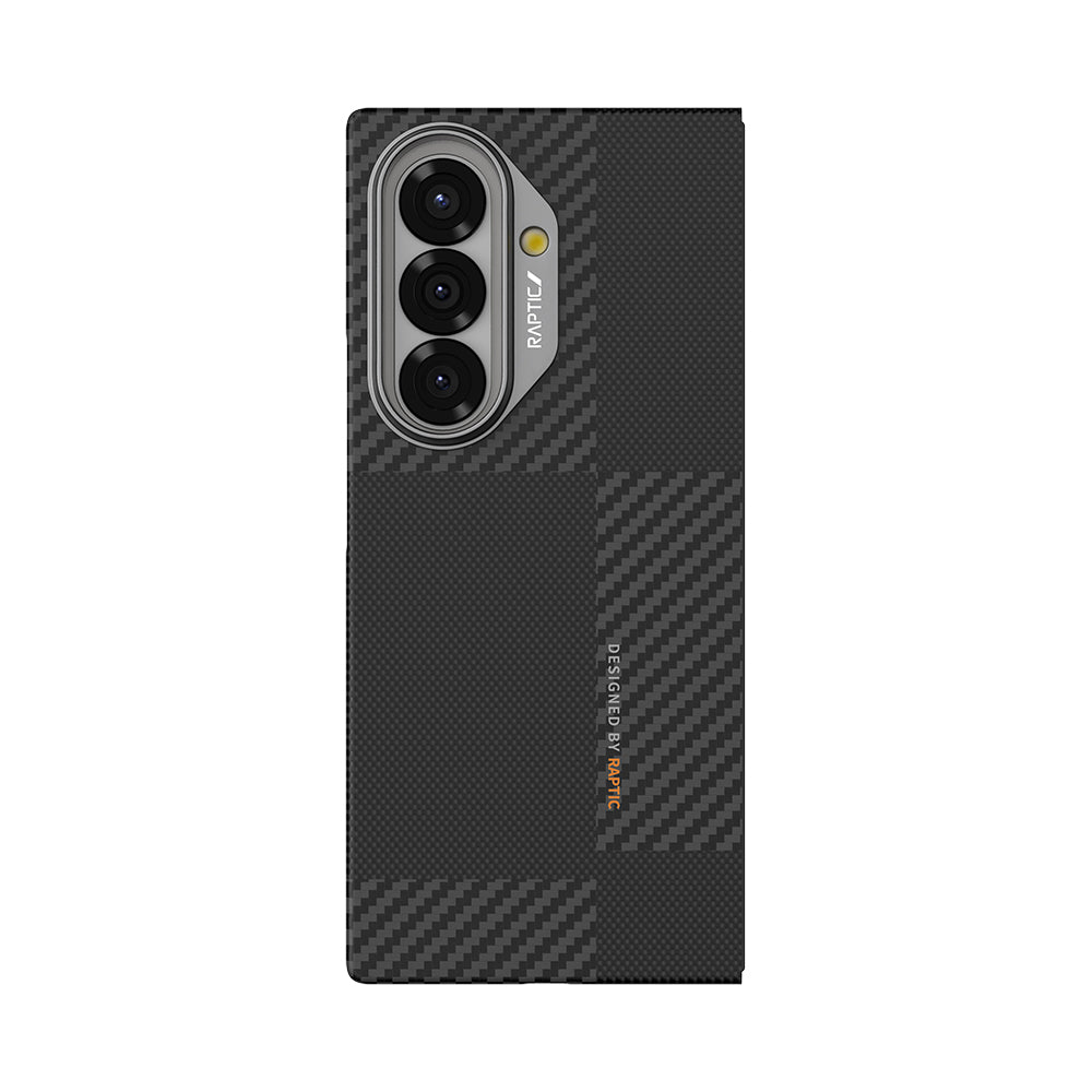 Galaxy Z Fold 7 Kılıf M-safe Şarj Özellikli 600D Metal Kamera Çerçeveli Raptic Aramid Fiber Geotik Serisi Kapak Siyah