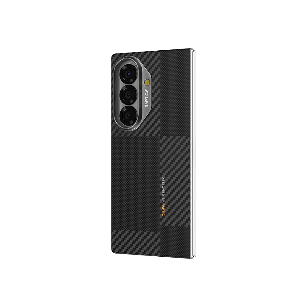 Galaxy Z Fold 7 Kılıf M-safe Şarj Özellikli 600D Metal Kamera Çerçeveli Raptic Aramid Fiber Geotik Serisi Kapak Siyah
