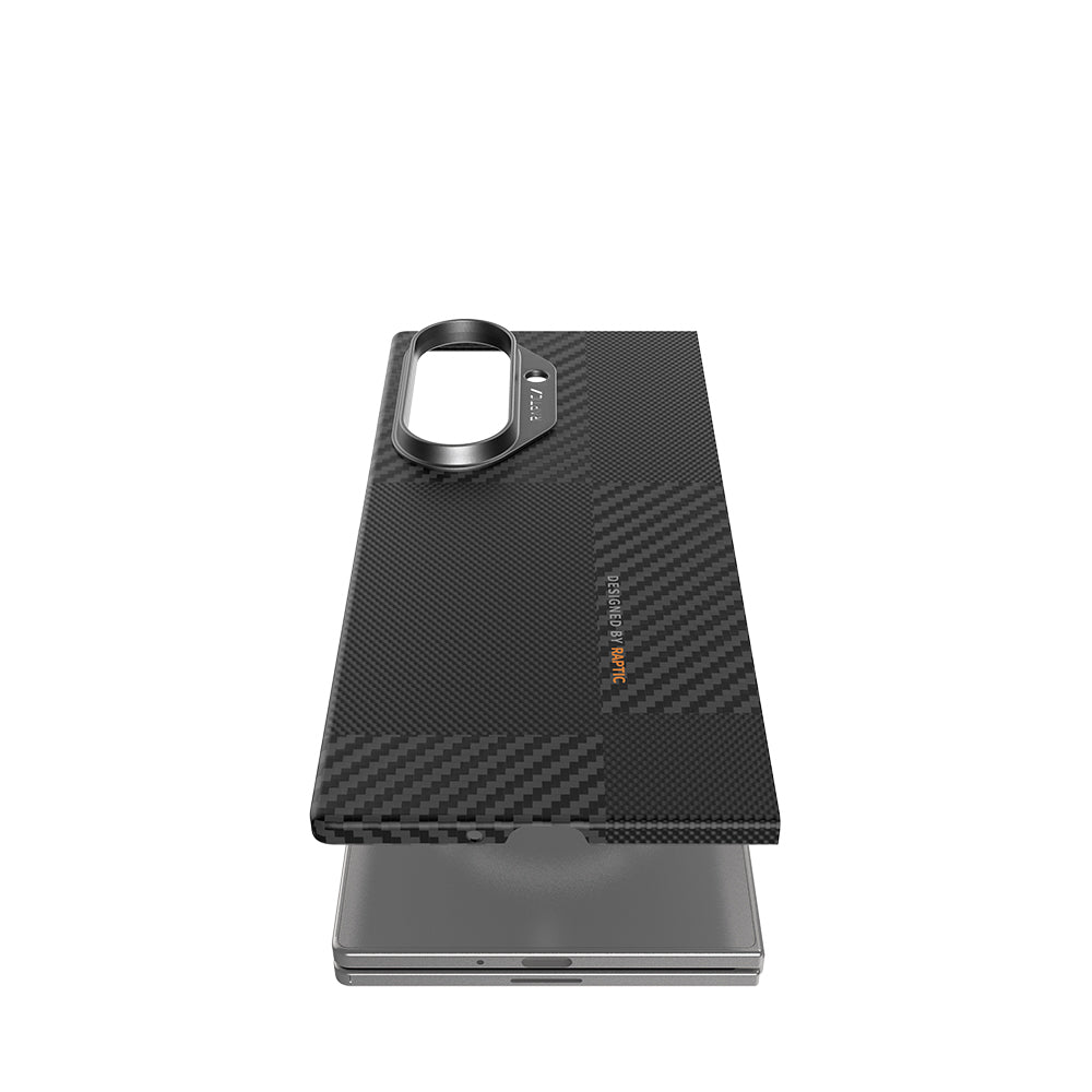 Galaxy Z Fold 7 Kılıf M-safe Şarj Özellikli 600D Metal Kamera Çerçeveli Raptic Aramid Fiber Geotik Serisi Kapak Siyah