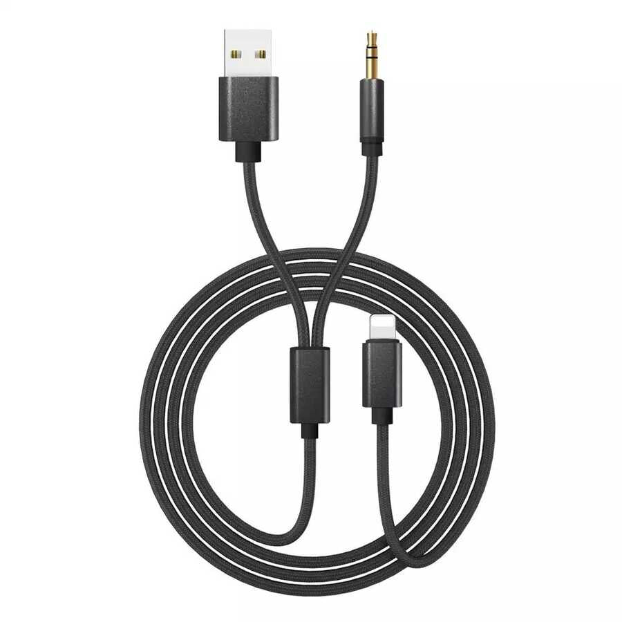 Go Des GAC-306 2 in 1 Aux Audio Kablo Siyah