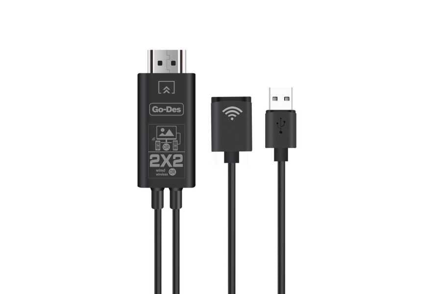Go Des GD-8276 Wireless Display Dongle Phone Full HDTV Kablo Siyah