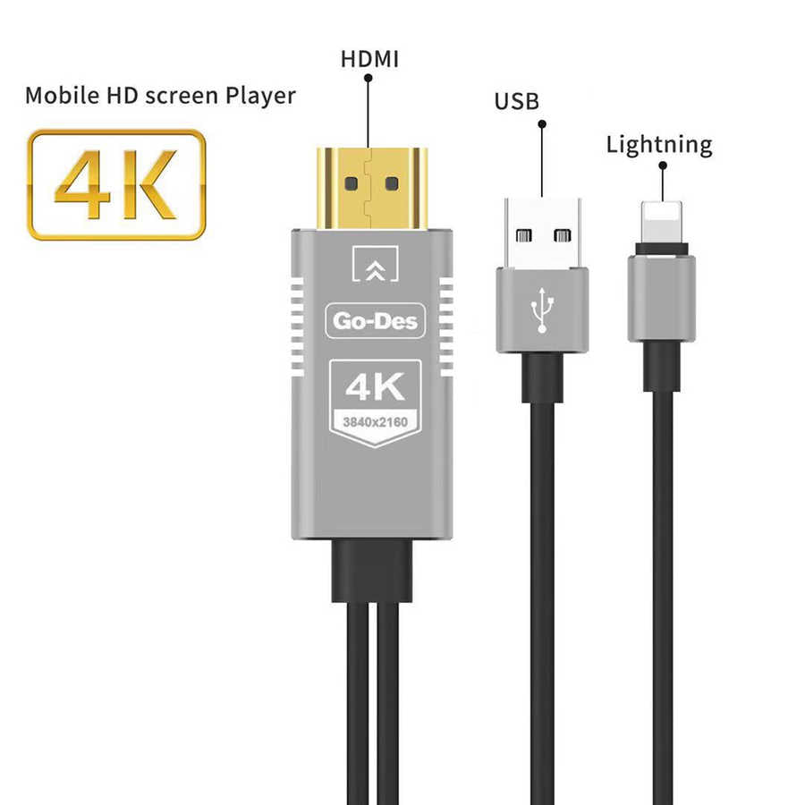 Go Des GD-8278 Lightning HDTV Kablo Siyah