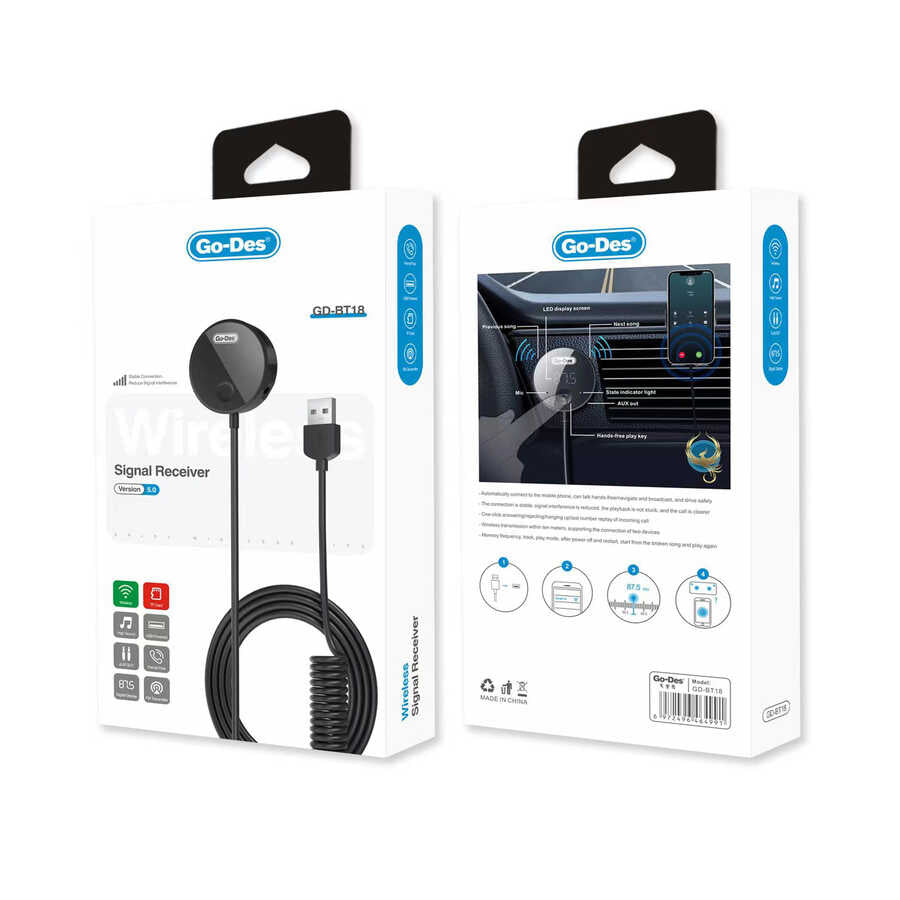 Go Des GD-BT18 Çok Fonksiyonlu Wireless Transmitter Siyah