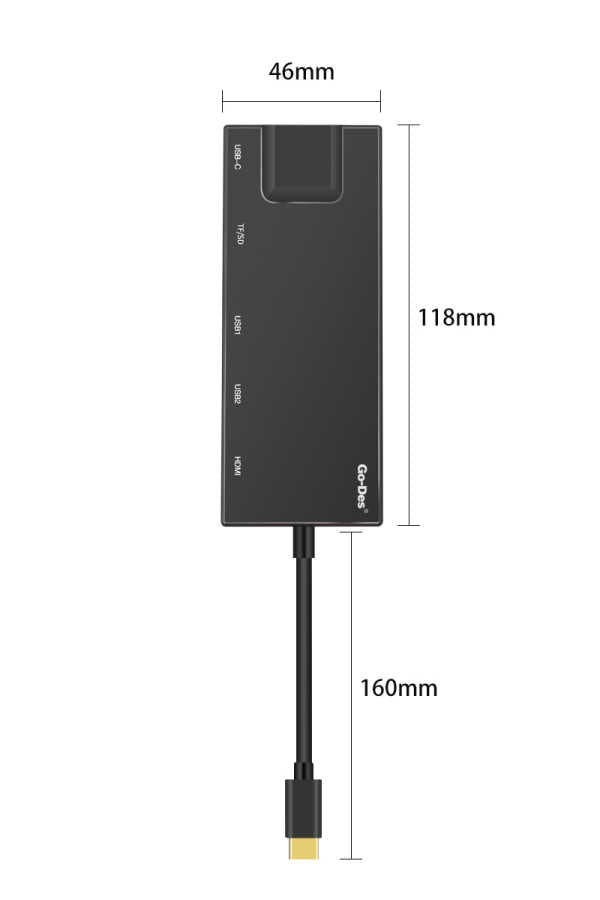 Go Des GD-DK828 7 in 1 Usb-C Kablo Siyah