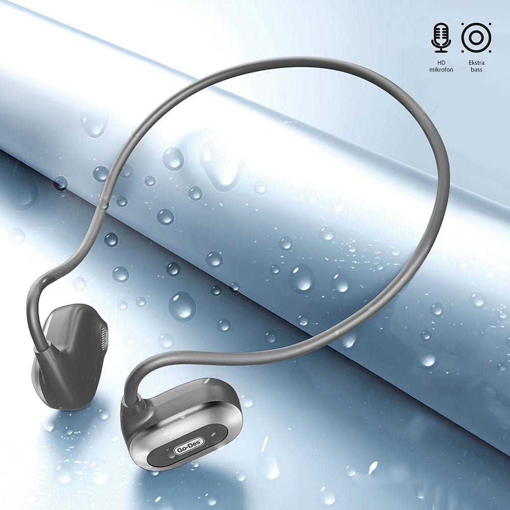 Go Des GD-EP1030 Hava İletim Teknolojili Su Geçirmez Boyun Askılı Sporcu Bluetooth Kulaklığı 1200mAh Siyah