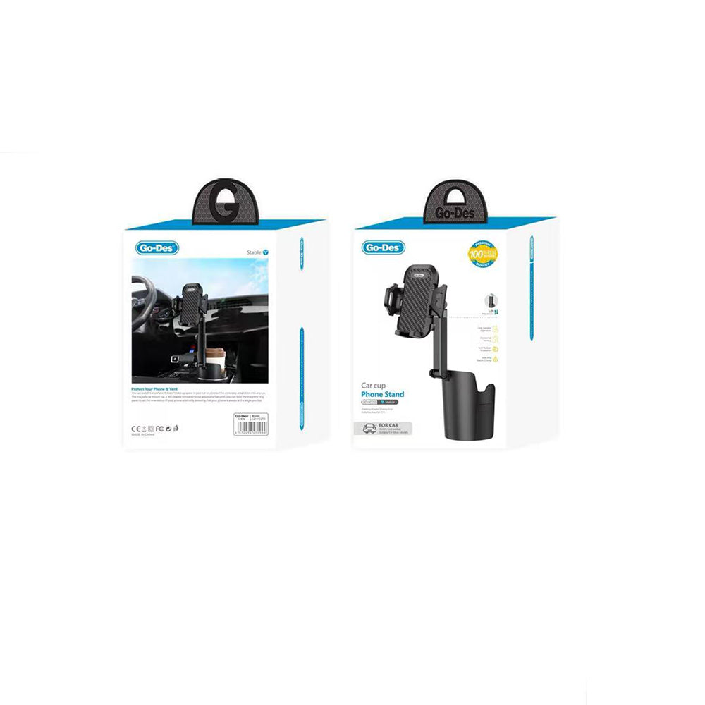 Go Des GD-HD255 M-safe 360 Derece Dönebilen Bardaklık Tasarım Telefon Tutucu Siyah