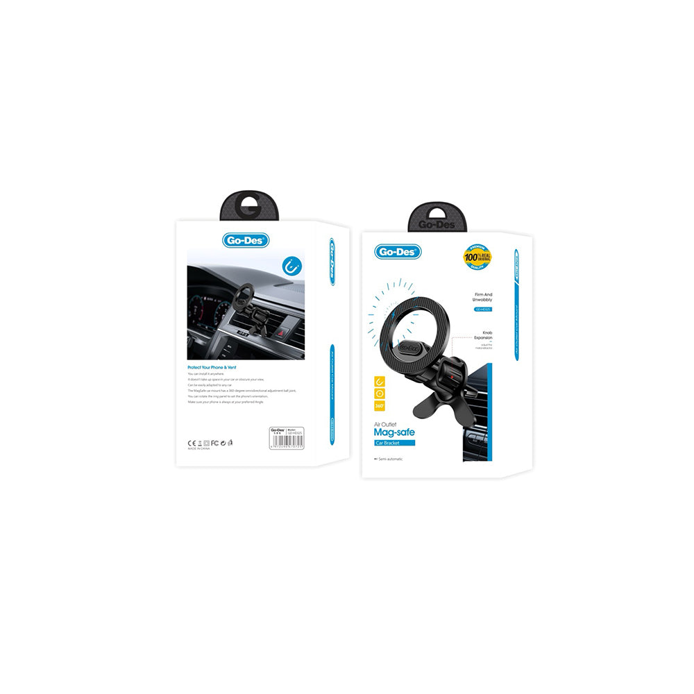 Go Des GD-HD325 M-safe Magnetik 360 Derece Dönebilen Havalandırma Tasarımlı Telefon Tutucu Siyah