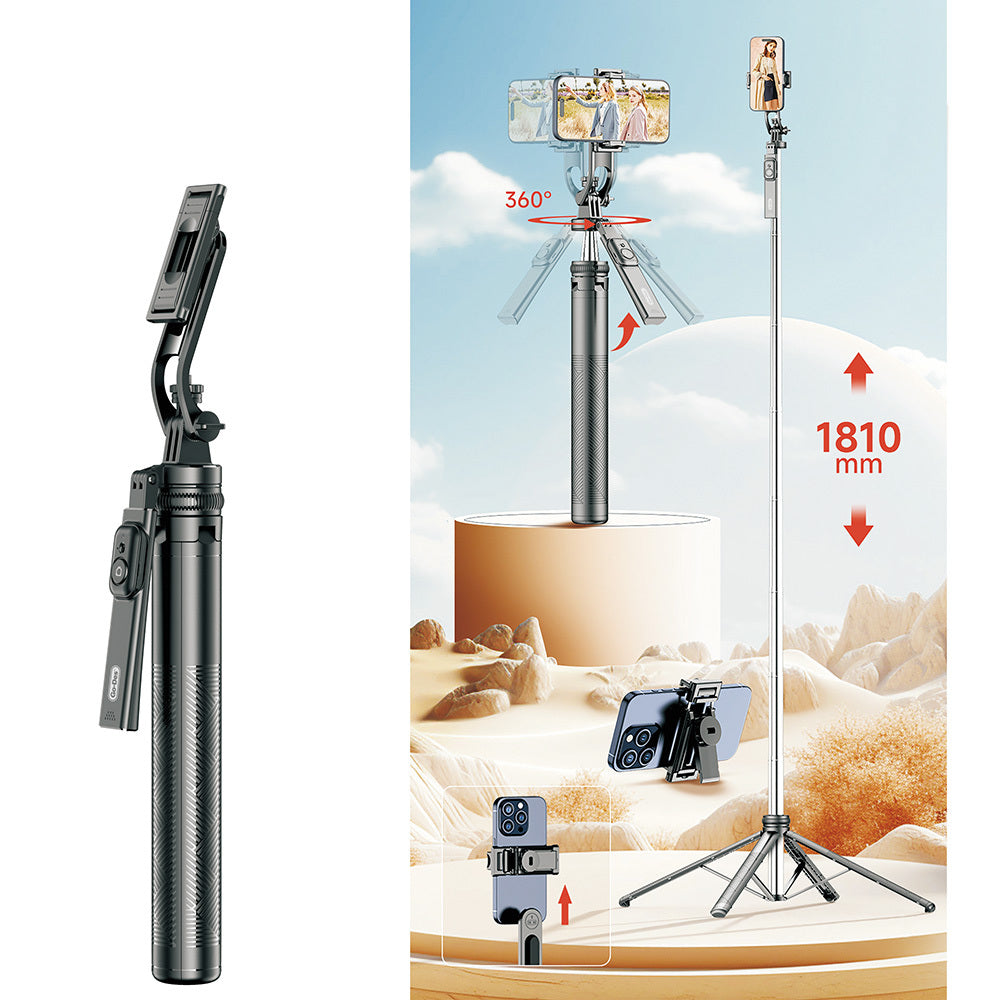 Go Des GD-ST89 Kumandalı Selfi Çubuğu ve Tripod 360 Derece Dönebilen Max 181 cm Siyah