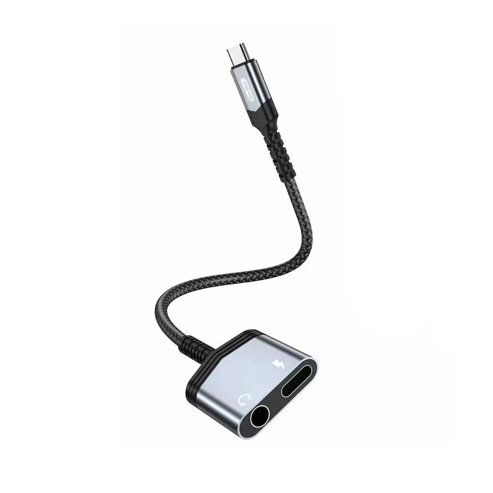 Go Des GD-UC072 3.5mm Jack Girişli Type-C 2in1 Şarj ve Ses Adaptörü Gri