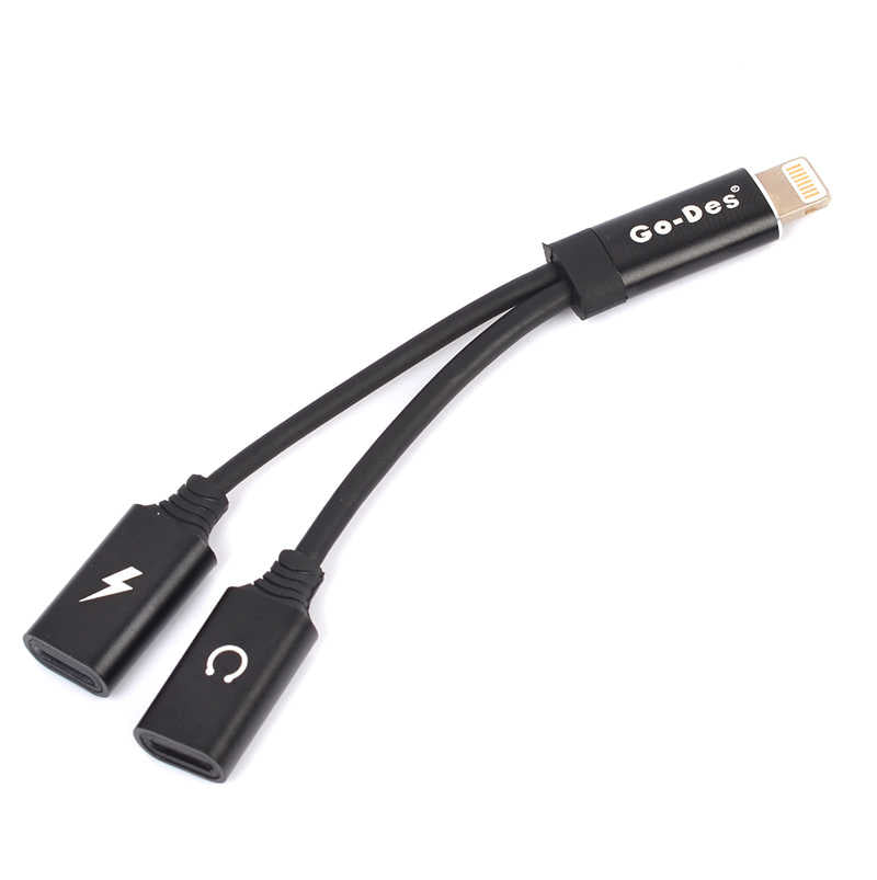 Go Des GD-UC11 Dual Lightning Headphone Audio & Charge Adaptör Siyah