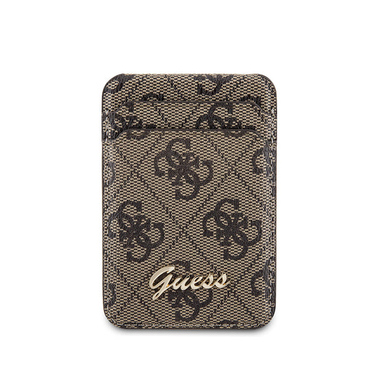 Guess Orjinal Lisanslı 4G Desenli Metal Script Logolu Magnetik Kartlık Siyah
