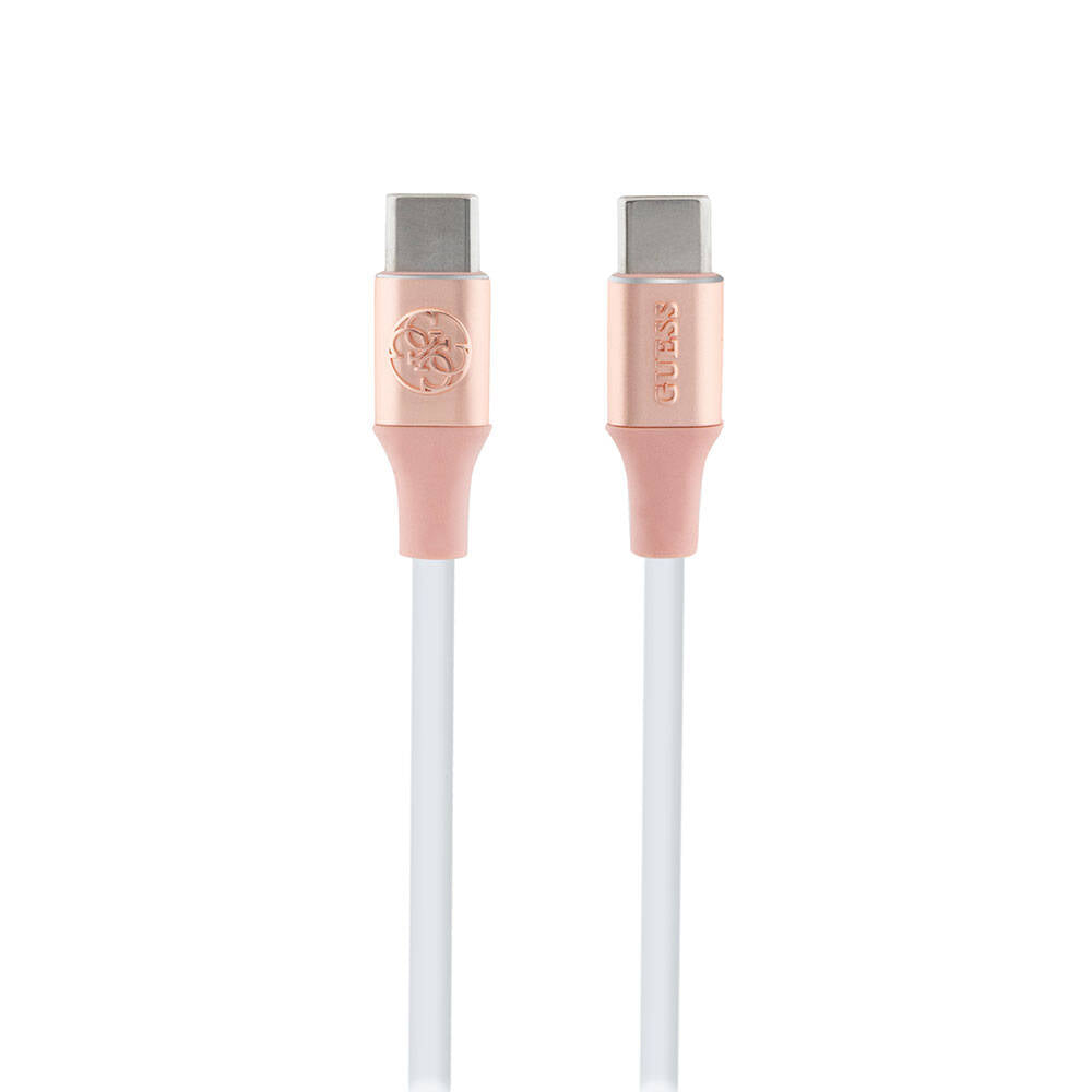 Guess Orjinal Lisanslı 4G ve Yazı Logolu Aydınlatmalı Kablo Ucu Hızlı Şarj Özellikli Type-C To Type-C PD Kablo 3A 1.5m Gold