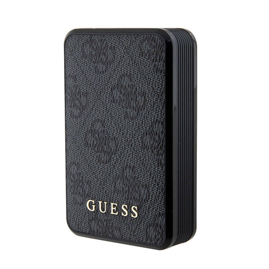 Guess Orjinal Lisanslı Dijital Led Göstergeli PU Deri 4G Desenli Metal Yazı Logolu Powerbank 10000mAh 18W Kahverengi