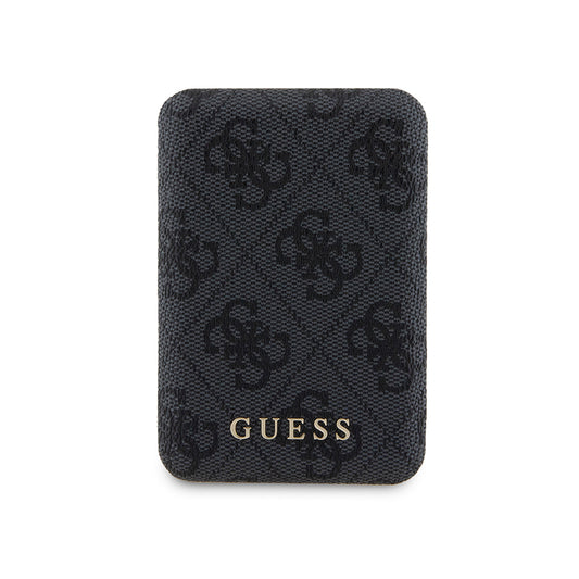 Guess Orjinal Lisanslı Dijital Led Göstergeli PU Deri 4G Desenli Metal Yazı Logolu Powerbank 5000mAh 15W Mavi