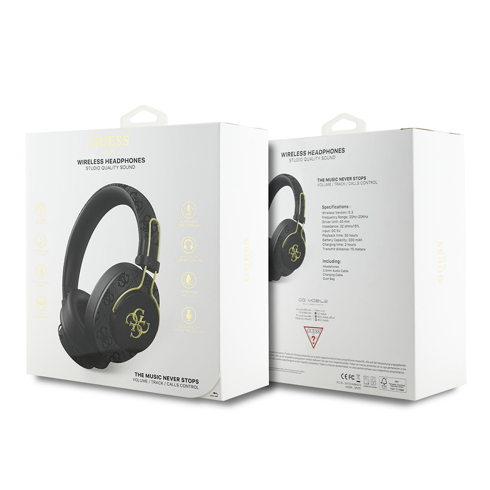 Guess Orjinal Lisanslı PU 4G Desenli Büyük Metal Logolu Kulak Üstü Bluetooth Kulaklık Mavi