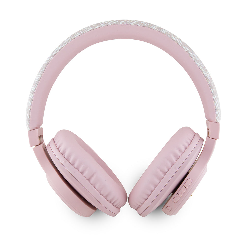 Guess Orjinal Lisanslı PU 4G Desenli Metal Yazı Logolu Tone On Tone Kulak Üstü Bluetooth Kulaklık Kahverengi