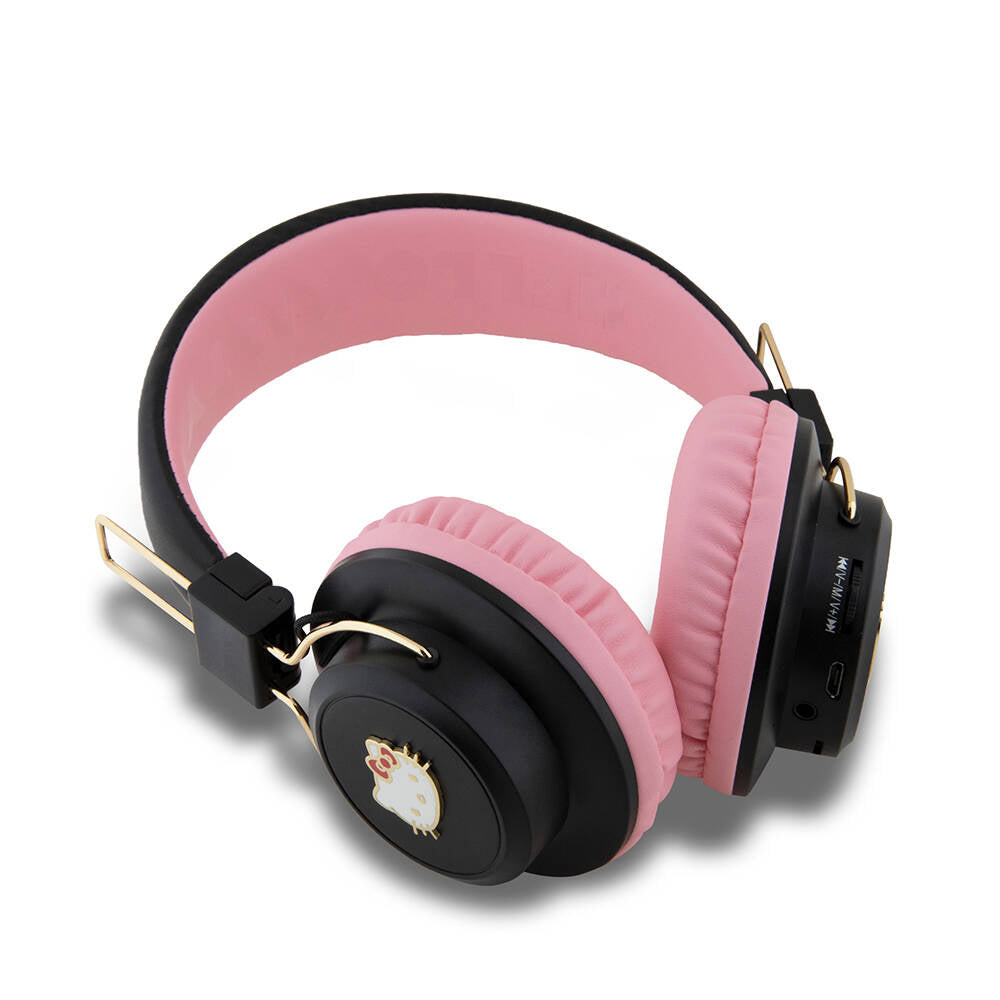 Hello Kitty Orjinal Lisanslı Ayarlanabilir Metal Kitty Logolu Yuvarlak Bluetooth 5.3 Kulaklık Siyah