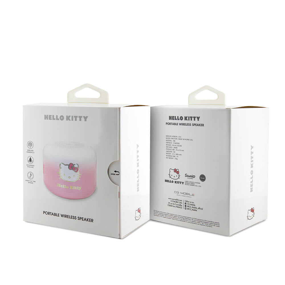 Hello Kitty Renk Geçişli Elektroplating Logolu Parmak Tutamaçlı Mini Bluetooth Speaker Hoparlör Pembe