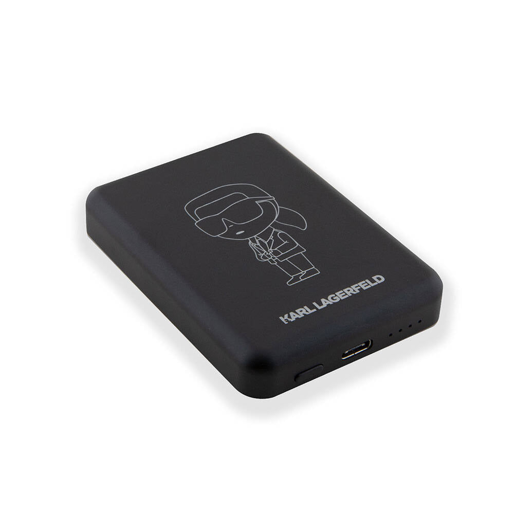 Karl Lagerfeld Led Işıklı Göstergeli M-safe Magnetik Orjinal Lisanslı Powerbank 5000 Mah Siyah