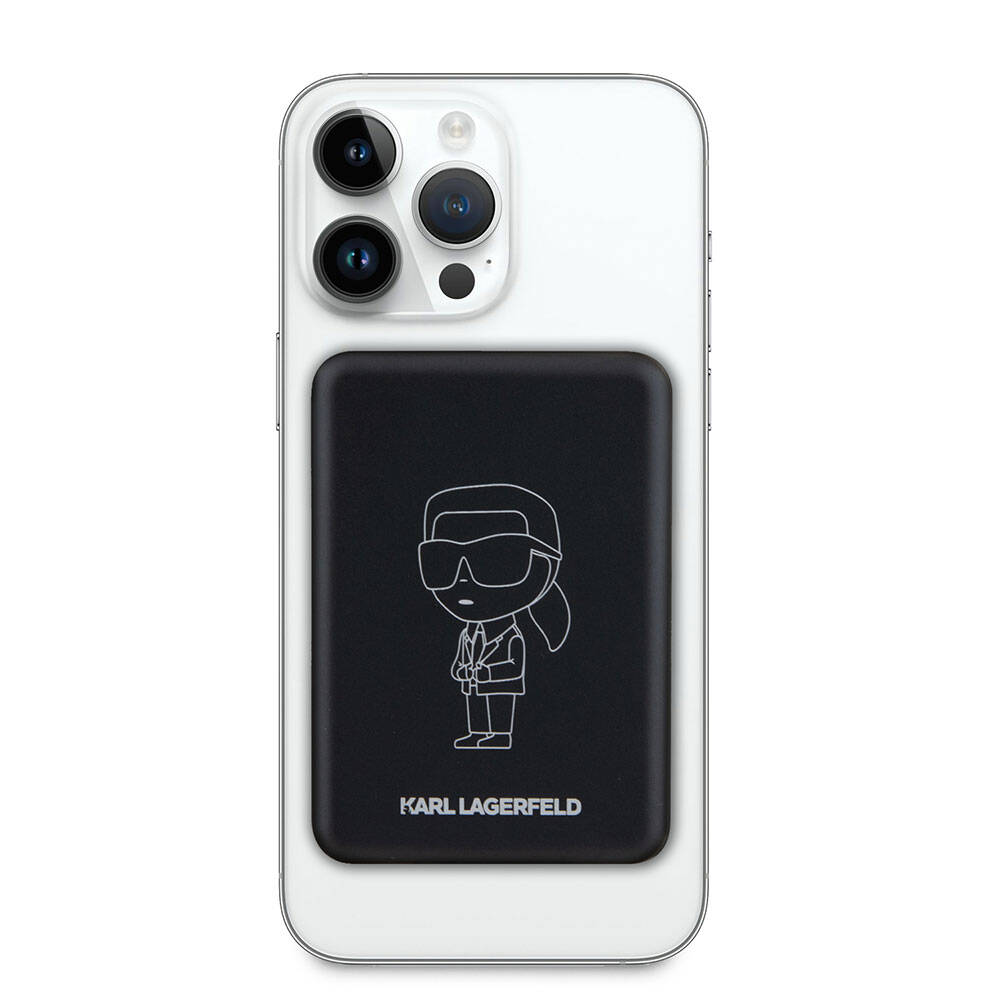 Karl Lagerfeld Led Işıklı Göstergeli M-safe Magnetik Orjinal Lisanslı Powerbank 5000 Mah Siyah