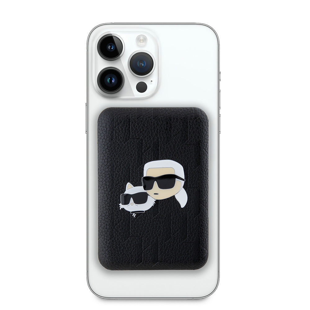 Karl Lagerfeld Orjinal Lisanslı M-safe Şarj Özellikli Led Işık Göstergeli Metal Logolu PU Deri Powerbank 5000mAh Siyah