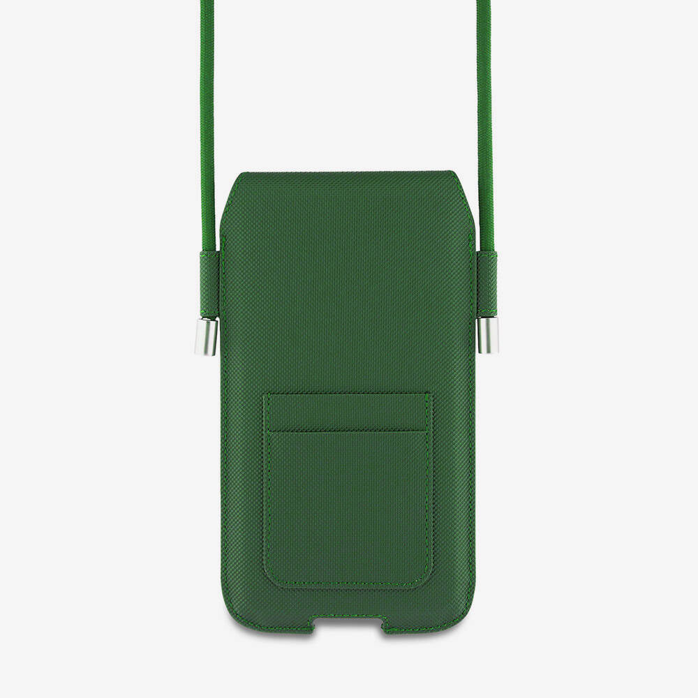 Lacoste Orjinal Lisanslı Çapraz Vücut Askılı PU Pike Desenli 6.7 inç'e Kadar Universal Kılıf Siyah