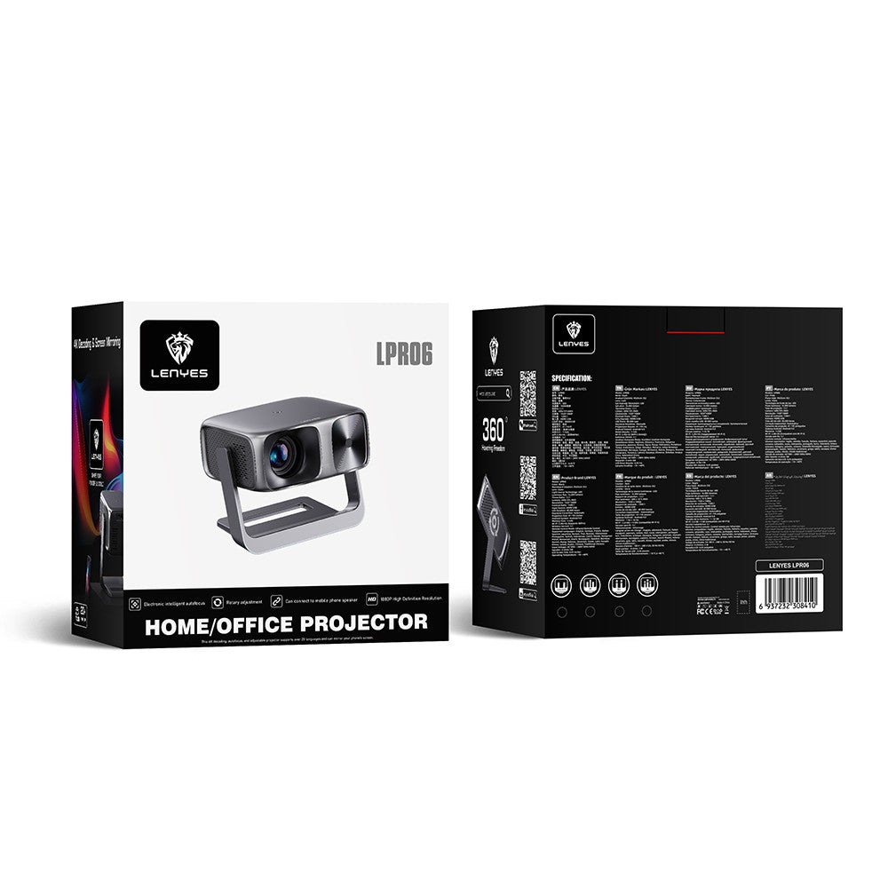 Lenyes LPR06 600 ANSI Lümen 1080P Full HD 4K Destekli Wi-Fi 6 Bluetooth 5.1 ve Otomatik Fokus Projektör Yansıtma Cihazı