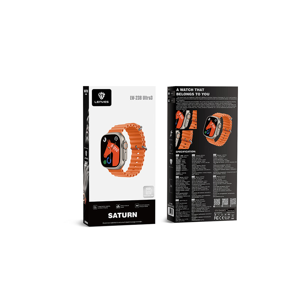 Lenyes LW-238 Ultra3 Saturn Serisi iOS ve Android Uyumlu Akıllı Saat Siyah