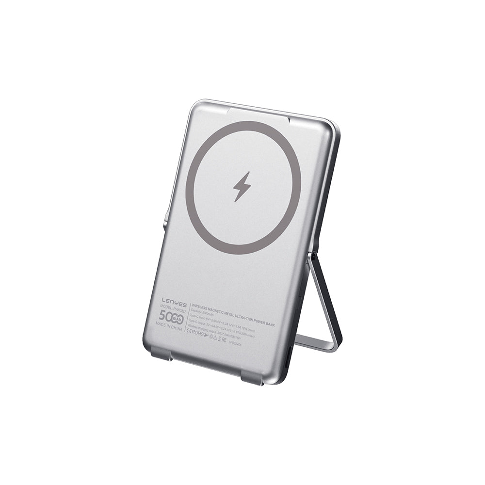 Lenyes PW038D 20W Ultra İnce Standlı Wireless Powerbank 15W 5000mAh